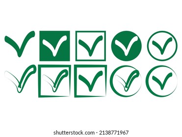 Green yes check icon on white background.