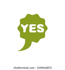 Green yes checkmark, right. Vector voting sign, choice metaphor isolated on white.