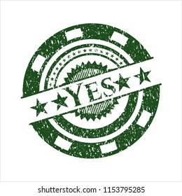Green Yes distress rubber grunge texture stamp