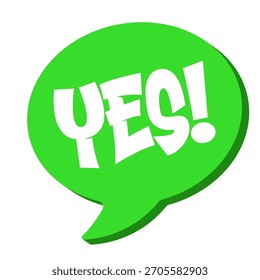 Green Yes typography graffiti comic style