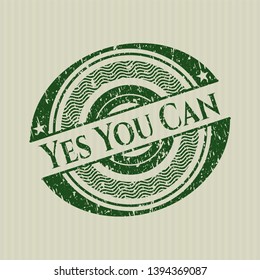 Green Yes You Can distressed rubber grunge texture stamp