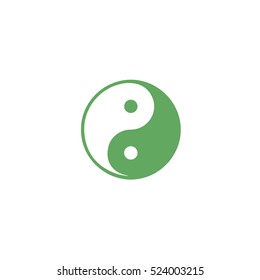 Green yin yang symbol of harmony and balance