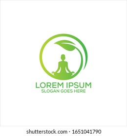 Green yoga logo design template vector eps