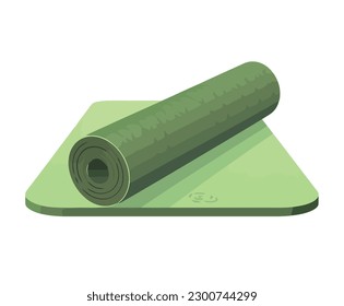 green yoga mat icon isolated