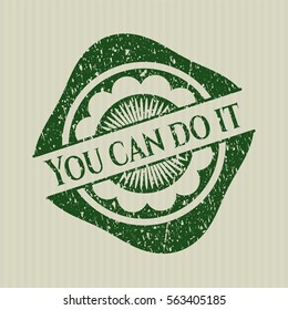 Green You can do it grunge stamp