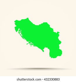 Green Yugoslavia Map Illustration