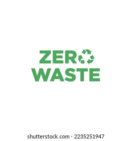 Green zero waste logo. Zero waste lifestyle design concept. Eco life - reuse, reduce, recycle