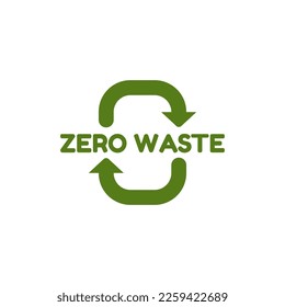 Green zero waste logo. Zero waste lifestyle design concept. Eco life - reuse, reduce, recycle