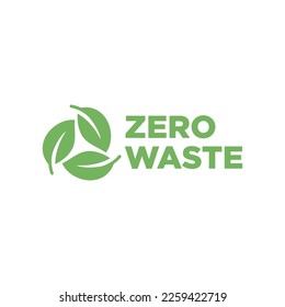 Green zero waste logo. Zero waste lifestyle design concept. Eco life - reuse, reduce, recycle