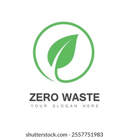 Green zero waste logo in white background	