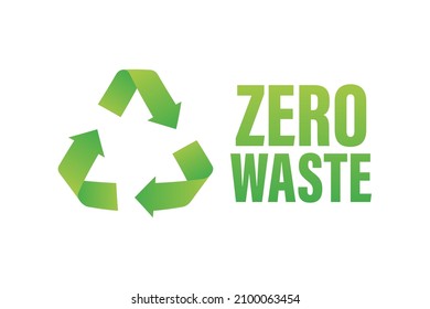 Green zero waste sign. Vector logo illustration. Doodle vector illustration.