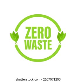 Green zero waste sign. Vector logo illustration. Doodle vector illustration.