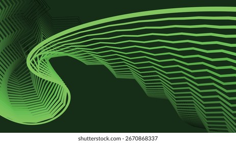 Green Zig Zag Stripes Line Abstract Background with Modern Geometric Pattern Design