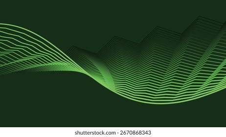 Green Zig Zag Stripes Line Abstract Background with Modern Geometric Pattern Design
