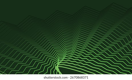 Green Zig Zag Stripes Line Abstract Background with Modern Geometric Pattern Design