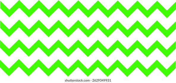 Green zigzag line pattern on white background. Simple and bold seamless design, suitable for backgrounds, textiles, wallpapers and modern graphic projects with a minimalist geometric aesthetic.