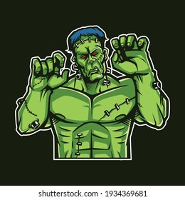 Green Zombie cartoon mascot illustration