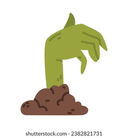 Green Zombie Hand From Ground as Halloween Night Party Element Vector Illustration