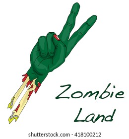 Green zombie hand vector isolated