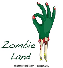 Green zombie hand vector isolated