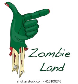 Green zombie hand vector isolated