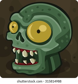 Green zombie head. Vector illustration