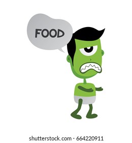 green zombie monster character looking for food vector art illustration