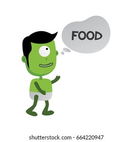 green zombie monster character looking for food vector art illustration