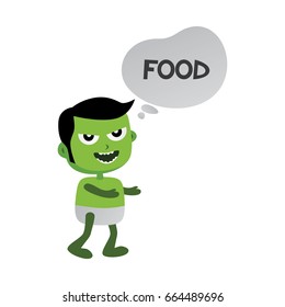 green zombie monster character looking for food vector art illustration