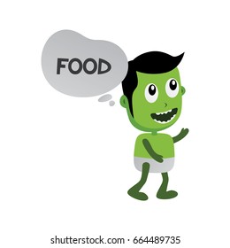 green zombie monster character looking for food vector art illustration