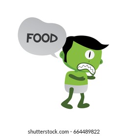 green zombie monster character looking for food vector art illustration