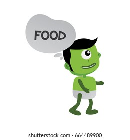 green zombie monster character looking for food vector art illustration