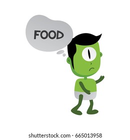 green zombie monster character looking for food vector art illustration