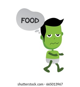 green zombie monster character looking for food vector art illustration