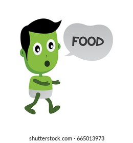 green zombie monster character looking for food vector art illustration