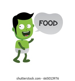 green zombie monster character looking for food vector art illustration