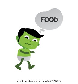 green zombie monster character looking for food vector art illustration