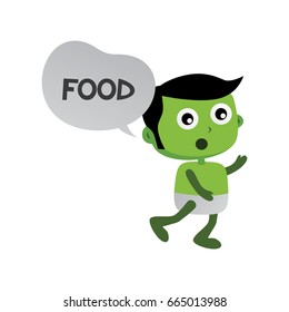 green zombie monster character looking for food vector art illustration