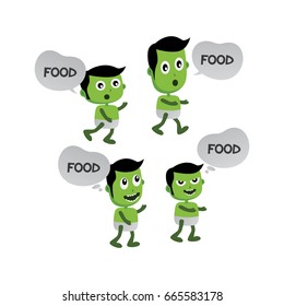 green zombie monster character looking for food vector art illustration