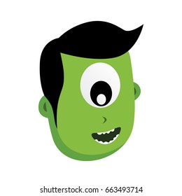 green zombie monster character vector art illustration