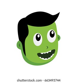 green zombie monster character vector art illustration