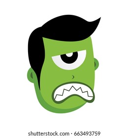 green zombie monster character vector art illustration