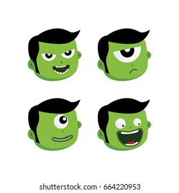 green zombie monster character vector art illustration