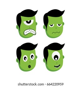 green zombie monster character vector art illustration