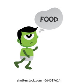 green zombie monster character vector art illustration