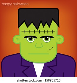 Green zombie monster Halloween card in vector format.