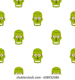 Green zombie skull pattern seamless for any design vector illustration