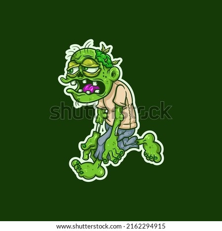 Green Zombie with Weed Brain Walking Barefoot