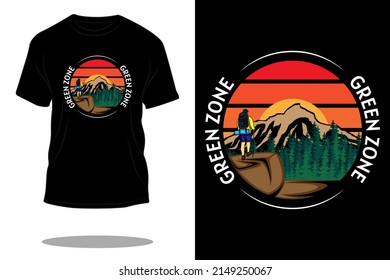 zona verde en el diseño de camisetas de montaña retro