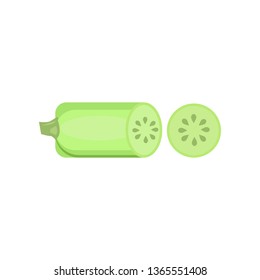 Green zucchini illustration. Picnic, barbeque, outside. Grill party concept. Vector illustration can be used for topics like eating, food, grill picnic